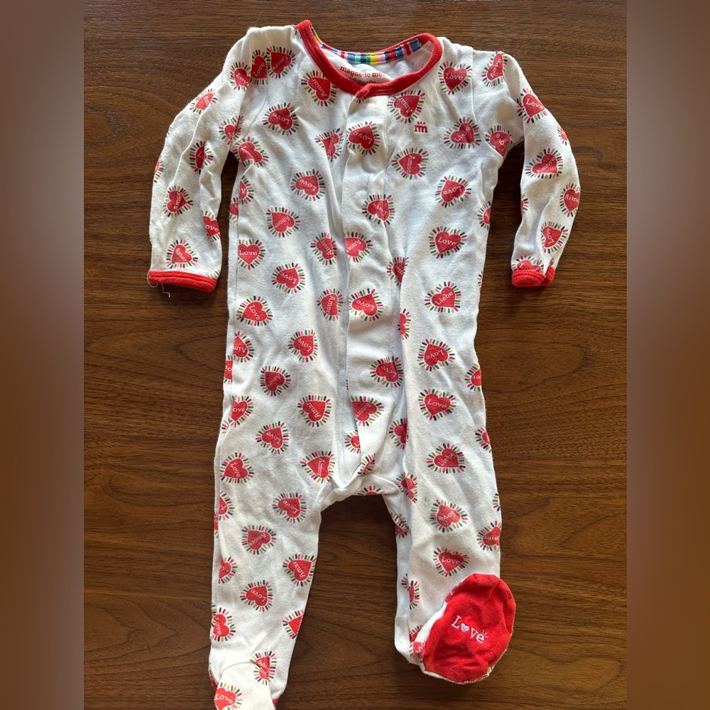 MagneticMe Valentine pajama footed onsie